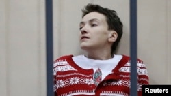 Надія Савченко під час засідання Басманного суду. Москва, 4 березня 2015 року