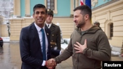 Britanki premijer Rishi Sunak i ukrajinski predsjednik Volodimir Zelenski u Kijevu, 19. novembra. 