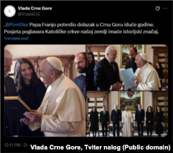 Vlada Crne Gore je decembra 2019. najavila dolazak pape Franja u Crnu Goru tokom 2020. godine