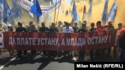 Sa protesta organizovanog povodom 1. maja u centru Beograda, 2018. godine.