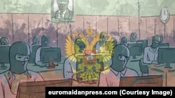 Атака хакеров. Политическая карикатура