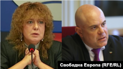 Съдия Галина Захарова (вляво) и главният прокурор Иван Гешев. Колаж.