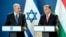 Izraelski premijer Benjamin Netanyahu (lijevo) i njegov mađarski kolega Viktor Orban na pres-konferenciji u Budimpešti, 2017.