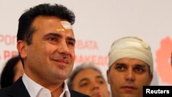 Zoran Zaev, nakon incidenta u Sobranju, sa povredama na glavi. 28. april 2017.