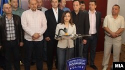 Ministarka Gordana Jankuloska na konferenciji za novinare povodom hapšenja, 1. maj 2012.