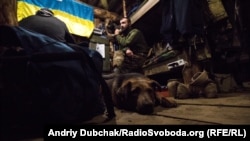 Бліндаж на позиції українських військових у посадках під містом Попасна