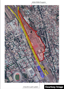 გრაფიკულად დამუშავებული სამშენებლო პროექტის საზღვრების გეგმა, რომელიც კომპანია „არქიმ“ რადიო თავისუფლებას გამოუგზავნა.