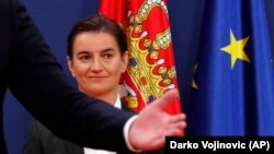 Mandatarka Ana Brnabić na pres-konferenciji sa predsednikom Srbije Aleksandrom Vučićem