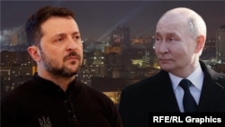 Владимир Зеленский, раисҷумҳури Украина (чап) ва Владимир Путин, президенти Русия (рост). Коллаж