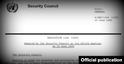 Prva strana Rezolucije 1244 UN-a.