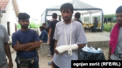 Povređeni migrant, u tranzitnom kampu Subotica, 26. jul 2016.