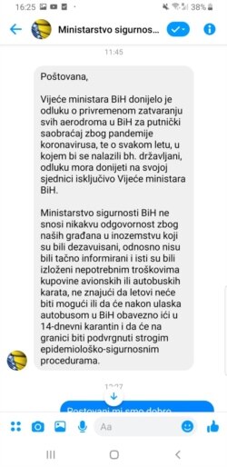 Odgovor Ministarstva sigurnosti BiH (kliknuti za uvećanje)