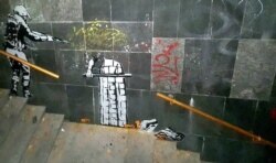 გაგოშას ნამუშევარი 20-21 ივნისის აქციის დარბევაზე, რომელიც რამდენჯერმე წაიშალა და განახლდა