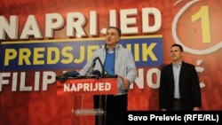 Filip Vujanović drži pobjednički govor, 7. april 2013.