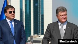 Украина. Петр Порошенко и Михаил Саакашвили. Одесса, 25.08.2015