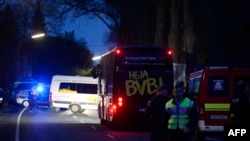 Автобус "Боруссии" Дортмунд после нападения, 11 апреля 2017 года