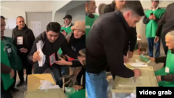 მარნეულის #69 საარჩევნო უბანზე საარჩევნო ყუთში კონვერტების ჩაყრა