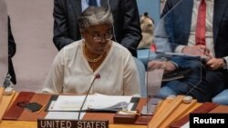 Советот за безбедност на Обединетите нации за руската инвазија на Украина во седиштето на ОН во Њујорк.