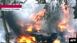 Російське телебачення показало грузинський танк, що горить у Цхінвалі