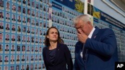 Ministra de Externe din România, Oana Țoiu, cu omologul ei ucrainean, Andri Sibiha, la Kiev, pe 7 august 2025.