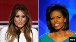 Melania Trump (l), Michelle Obama (d), 