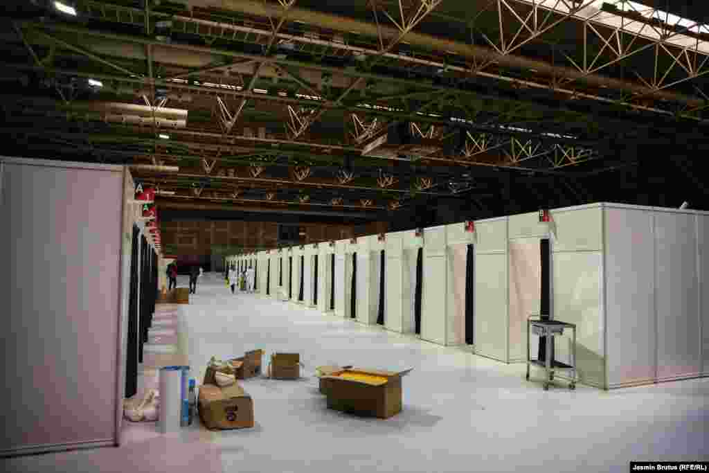 Pripreme kabina u dvorani Zetra za vakcinisanje građana.