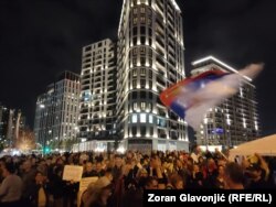 Protest kod ulaza na Stari savski most, Beograd na vodi, 31. oktobar 2024.