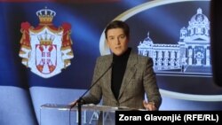Predsednica Skupštine Srbije Ana Brnabić u obraćanju novinarima u parlamentu, 15. januar 2025.