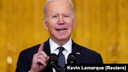 Američki predsjednik Joe Biden u obraćanju iz Bijele kuće o situaciju u Rusiji i Ukrajini, 15. februar 2022. 