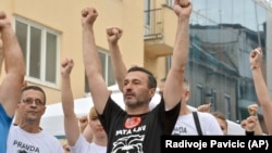 Davor Dragičević, otac David Dragičevića, na protestu u Banjaluci 3. maja 2018.