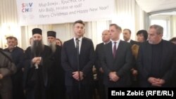Tradicionalni Božićni domjenak u znaku pohvala Vlade i kritike zbog ploče u Jasenovcu: Mitropolit Porfirije, Andrej Plenković i Milorad Pupovac