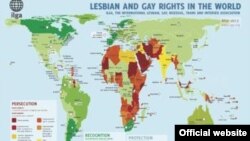 Карта, отражающая ситуацию с соблюдением прав сексуальных меньшинств в мире, предоставленная Международной ассоциацией лесбиянок и геев (ILGA)