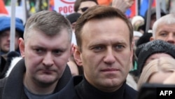 Алексей Навални по време на протест на 29 февруари 2020 г. в Москва