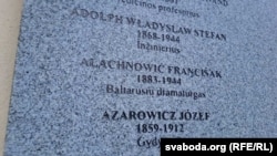 Мэмарыяльная дошка Францішку Аляхновічу ў Лютэранскім садзе ў Вільні.