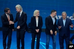 Лидеры партий, входящих в объединение "Патриоты за Европу". В центре - Марин Ле Пен