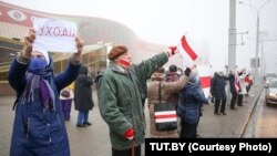 Протестующие против Александра Лукашенко в центре Минска, 4 января 2020 года