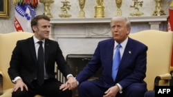 Эммануэль Макрон и Дональд Трамп. Вашингтон, 24 февраля 2025 года