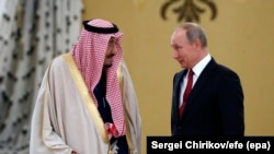 Владимир Путин и король Салман в Кремле. 5 октября 2017 года