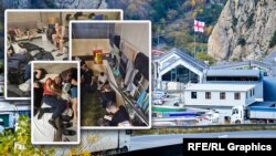 ფოტოკოლაჟი: უკრაინის მოქალაქეები საქართველო-რუსეთის საზღვარზე