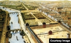 Неизвестный художник. Вид Парижа с высоты птичьего полета, 1848 г.