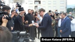 Aleksandar Vučić i Milorad Dodik u Banjaluci, na mjestu izgradnje hrama srpsko-ruskog prijateljstva