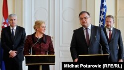 Kolinda Grabar Kitarović sa članovima Predsjedništva BiH tokom posjete Sarajevu 2015. godine