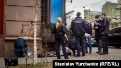 Место убийства в центре Киева экс-депутата Госдумы Дениса Вороненкова