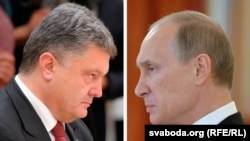 Президент України Петро Порошенко (Л) і президент Росії Володимир Путін (П)