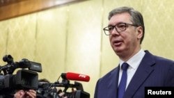 Vučić u obraćanju novinarima u Pekingu, 3. septembar 2025.
