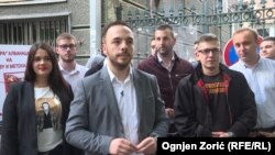 Predstavici omladine DSS na protestu protiv festivla "Mirdita,dobar dan" u Beogradu
